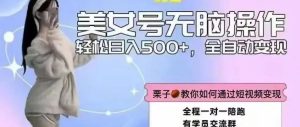 副业赚钱_短视频流量变现，付费进群系统美女号变现项目，日入500+小白可轻松上手_副业教程-逸佳笔记-专注于副业赚钱教程