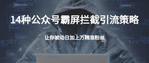 副业赚钱_14种公众号霸屏拦截引流策略，被动日加上万精准粉丝_副业教程-逸佳笔记-专注于副业赚钱教程